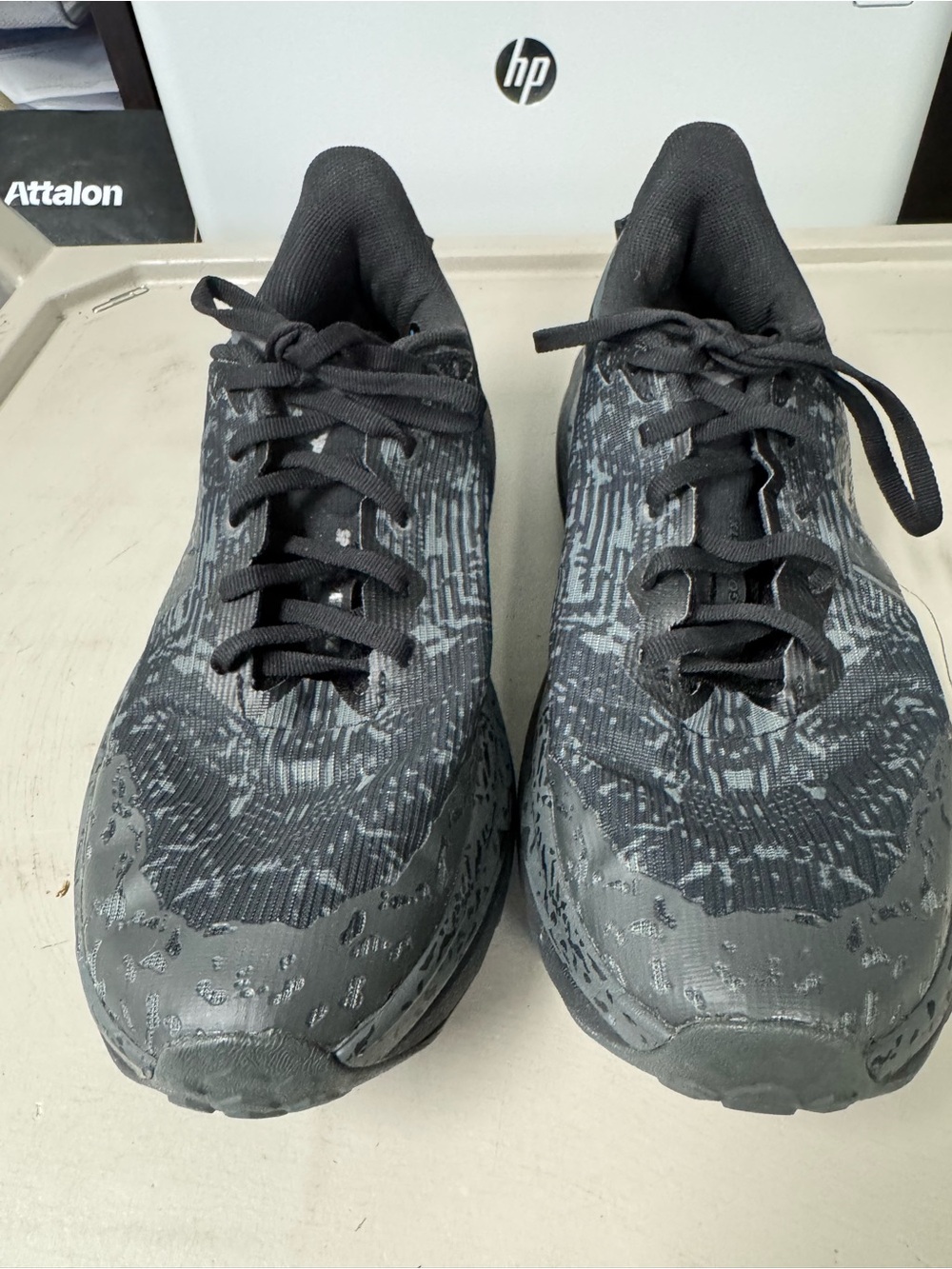 Hoka One One Speedgoat women  Black and Gray Patterned Athletic Shoes so fun!